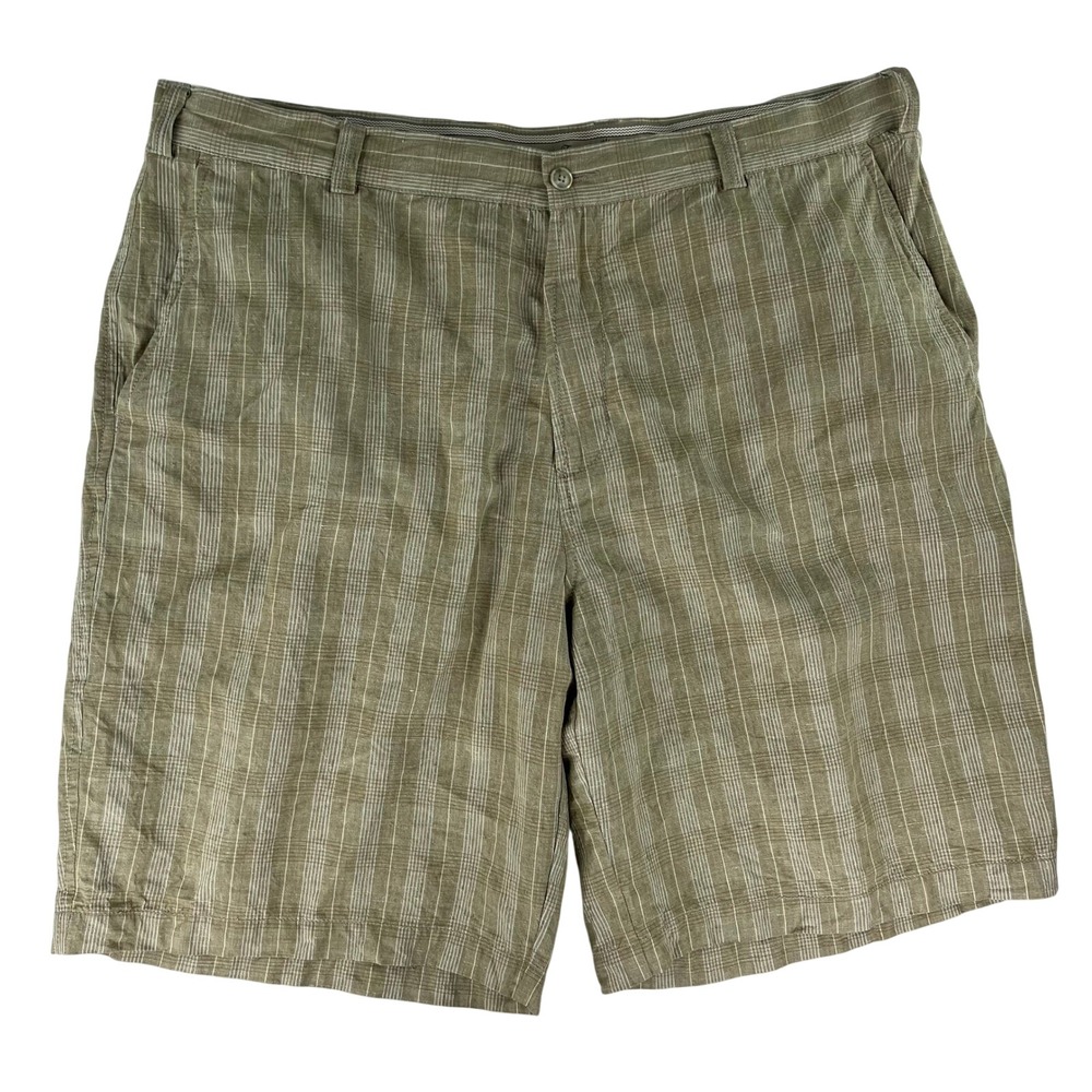 Tommy Bahama Shorts Mens 40 Green Plaid Linen Silk Blend Casual Island Style